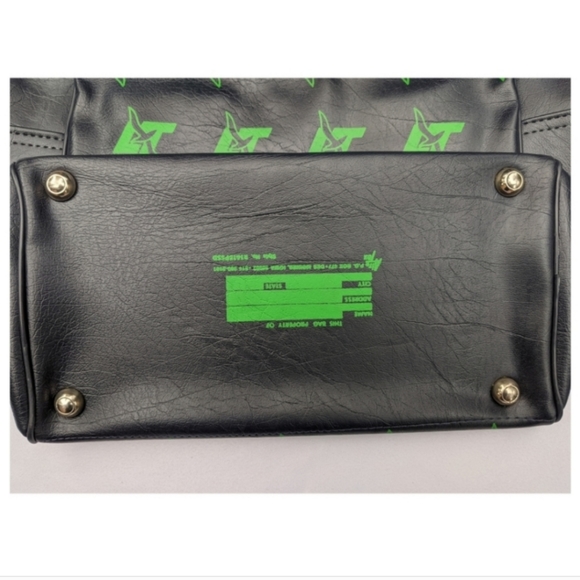 Vintage Lindblad luggage travel bag blue satchel green birds - Picture 3 of 5